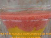 Sorbet mangue sous mousse fraise surprise crumble