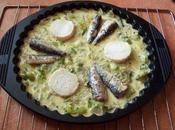 Quiche (sans pâte) poireaux, chèvre sardines