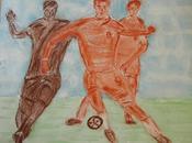 Gestes techniques football dribble Etude mouvement -Sanguine Sépia fond l’aquarelle