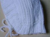 Joli bonnet bébé laine blanc Fait main