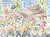 grand boulevard Tram Mongy Petit récital piano Dessin aquarellé