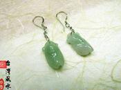 Boucles d'oreilles fantaisie: cigale jade