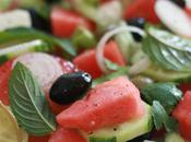 Salade pastèque feta olives noires