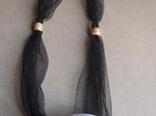 Collier exotique coquillage ruban noir