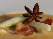 Crème langoustines pomme verte lard croustillant badiane