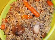 quinoa-sarrasin leur sauté champignons, châtaignes oignons sirop d’érable gourmand sain