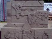Sculpture sable l’honneur jeux 8bits