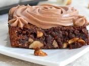 getting Older Gooey Banana Nutella Brownies packed with Toasted Hazelnuts topped Luscious Mascarpone Frosting/ J’ai encore vieilli Banane noisettes torréfiées glaçage Mascarpone.