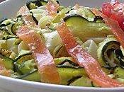 Salade tagliatelles, saumon courgettes