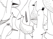 oiseaux dessinés dans file d'attentedu Jean...