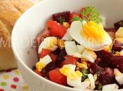 Salade betteraves, oeuf multiples couleurs