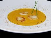 Veloute patates douces curry saint jacques poelees