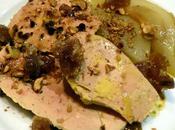 Foie gras poires pochées, fêves Tonka noisettes marrons glacés