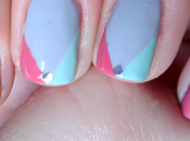 [Ongles] Gris, rose vert triangles paillette