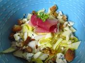 Salade gourmande endives (noix, roquefort, pommes, jambon cru, vinaigrette miel…)