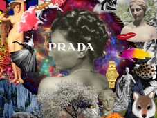 Collages chez Prada pour parfum Rossetto
