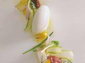 Sandre façon Fredrik, gelée tomate crudités, sorbet yaourt