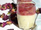 Crème dessert kiwi verveine, gelée d'hibiscus parfumée rose