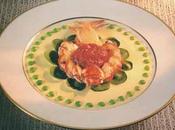 Homards bretons l’huile pistache, pommes d’amour confites poivrons doux