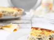 Quiche oignons nouveaux, champignons lardons fumés