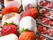 Brochette fraises Chamallows barbecue