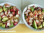 Salade tartare saumon avocat radis