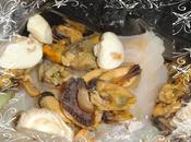 Papillottes cabillaud, moules, champignons frais