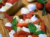 Tartelettes fraise, crème basilic petites meringues yuzu