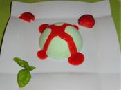 Panna cotta sirop basilic coulis fraises