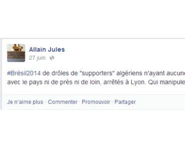 LA PHOTO DU JOUR. Mondial 2014: ces casseurs "Algériens" très Franco-Français de souche