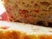 Cake surimi, tomates séchées, poivrons rouges, chèvre