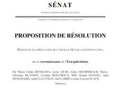 résolution l’Assemblée Sénat pour reconnaître l’Etat Palestine