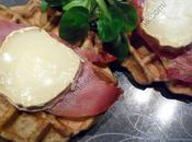 Gaufres gourmandes carotte, chèvre prosciutto Greedy Waffles with Carrot, Goat Cheese Proscuitto