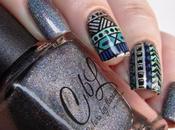 Reverse stamping week Aztec nails