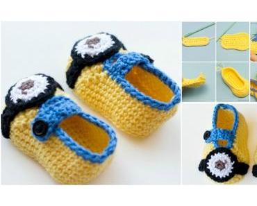 Chaussons bébé minions en crochet