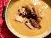 Velouté lentilles corail cèpes poêlés