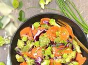 Salade chou romanesco carottes poêlés sésame rouge