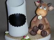 Porte-crayon avec p'tite vache porcelaine froide