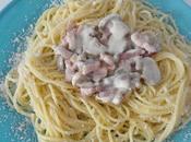Spaghettis crème, lardons champignons