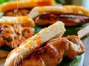 ~Mini hot-dogs brochettes poulet miel, moutarde basilic~