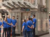 New-York: transforment ascenseur Apple Store marche