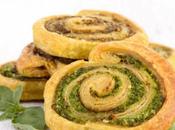 Feuilletés roulés chèvre pesto