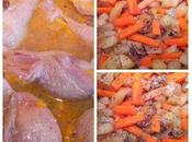 Cuisses poulet carottes, pommes terre chanterelles