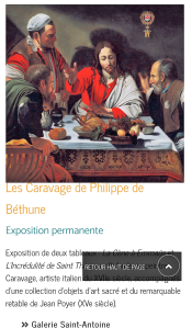 Caravage Philippe Béthune exposition Galerie Saint-Antoine LOCHES