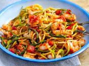 Recette pâtes crevettes tomates courgettes