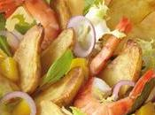 Salade croustillante Ratte Touquet, crevettes mangue