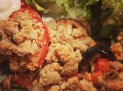 Crumble aubergine, tomate oignon