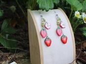 Bijoux artisanaux fraises cane fraise polymère